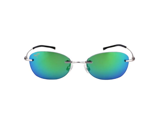 Maui Jim Maui Jim Aki Aki Mj333 17M Matte Silver Maui Green Polarized In Silver MauiFlex Frame With Blue Lenses - view 2