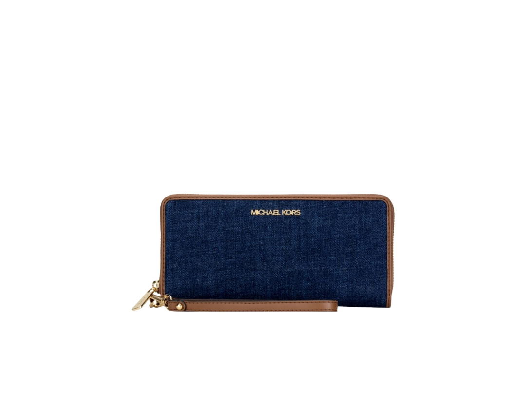 Michael Kors Michael Kors Jet Set Travel Large Continental Wallet Wristlet Zip Around Indigo Blue