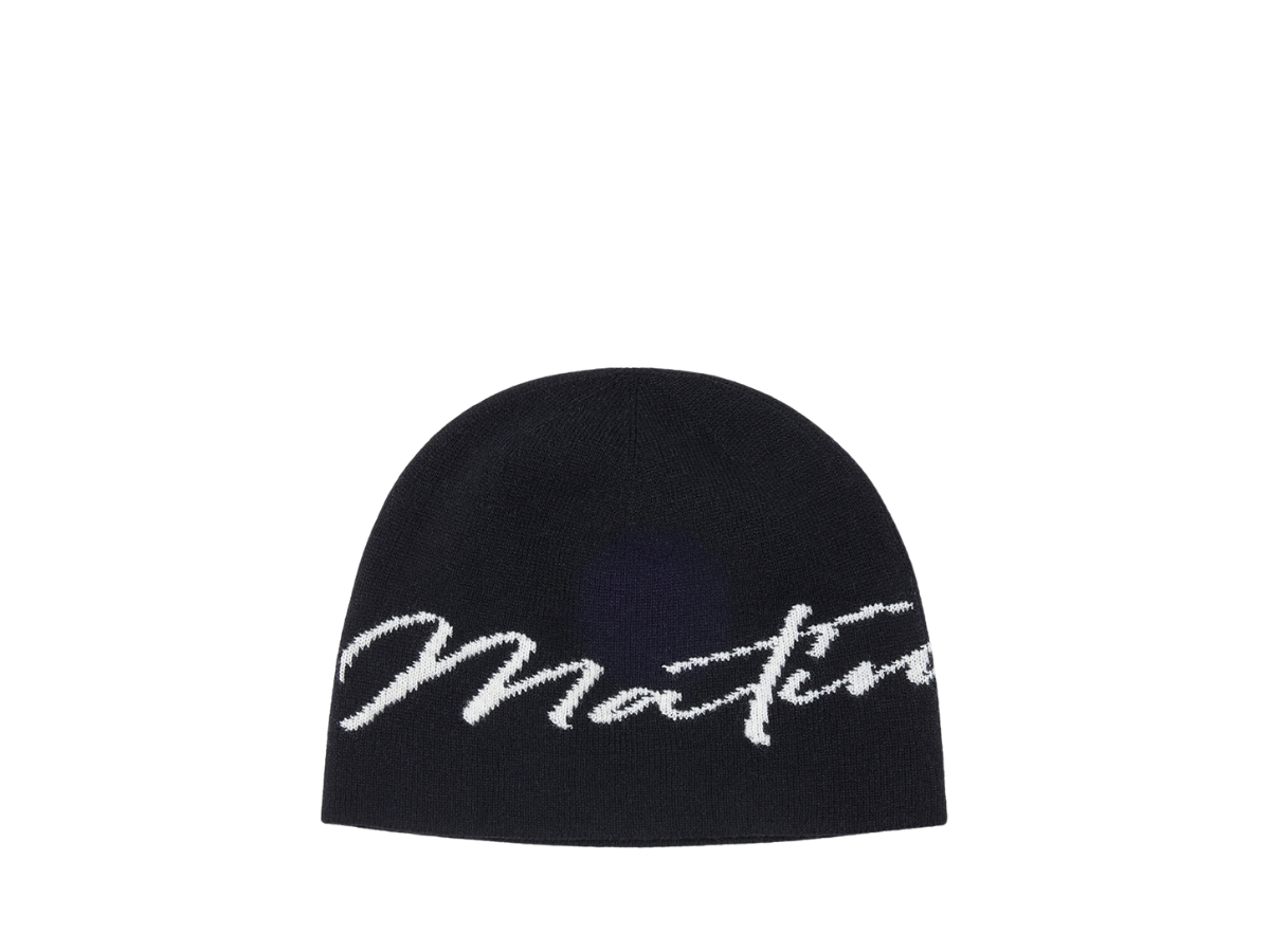 Matin Kim Matin Kim Matin Logo Script Beanie Black