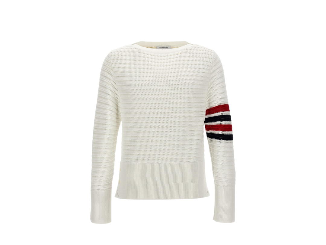 Thom Browne Thom Browne Faux Crochet Stitch Sweater White (W)