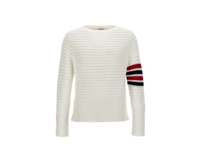 Thom Browne Thom Browne Faux Crochet Stitch Sweater White (W) - view 1