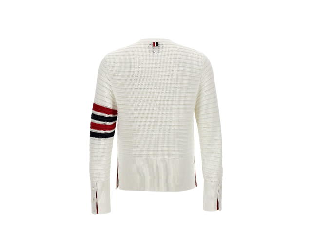 Thom Browne Thom Browne Faux Crochet Stitch Sweater White (W) - view 2