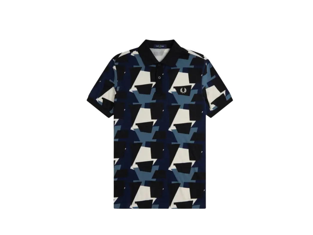 Fred Perry Fred Perry Fragment Print Polo Shirt Black