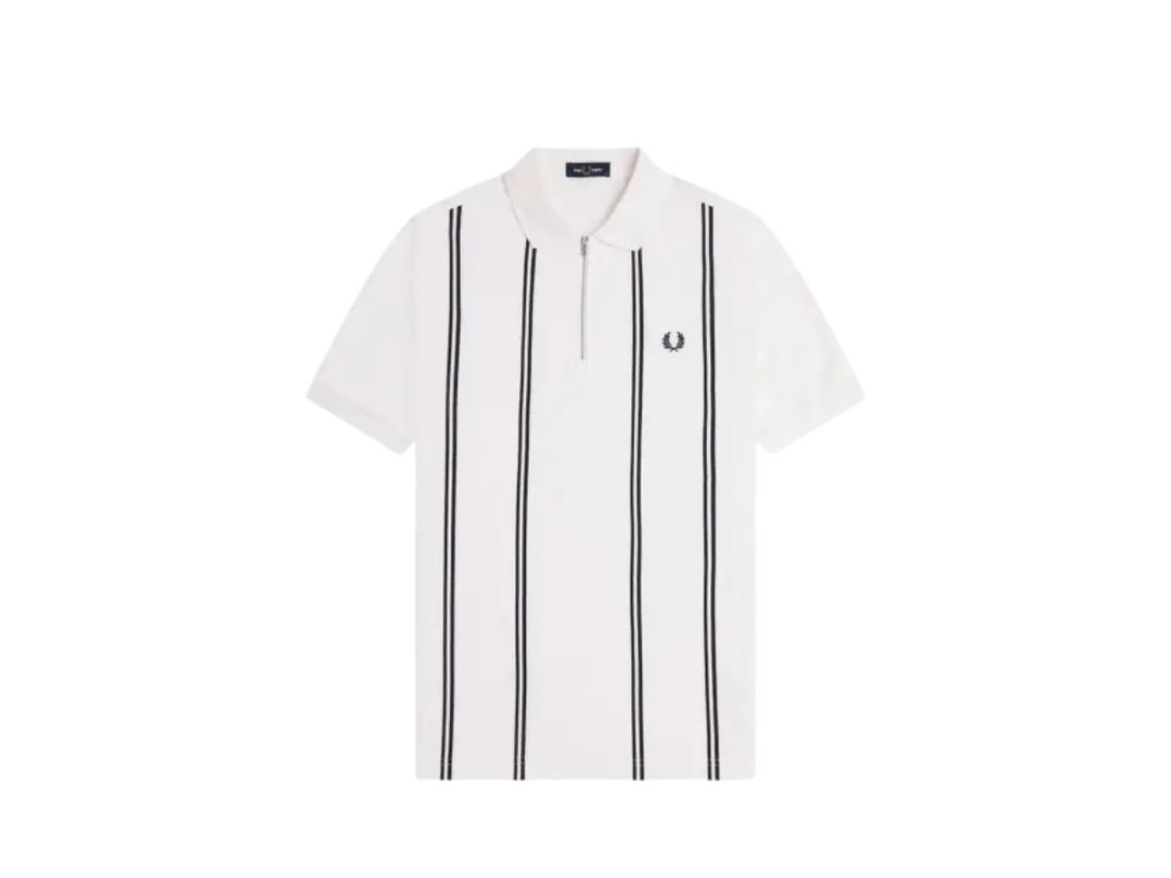 Fred Perry Fred Perry Vertical Stripe Polo Shirt Off White