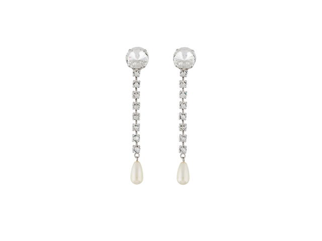 Miu Miu Miu Miu Faux Pearl & Crystal Clip-On Drop Earrings White - view 1