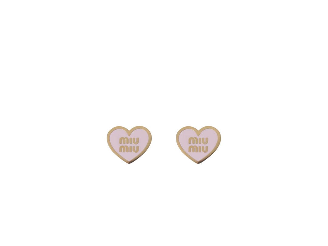Miu Miu Miu Miu Logo Heart Earrings Pink