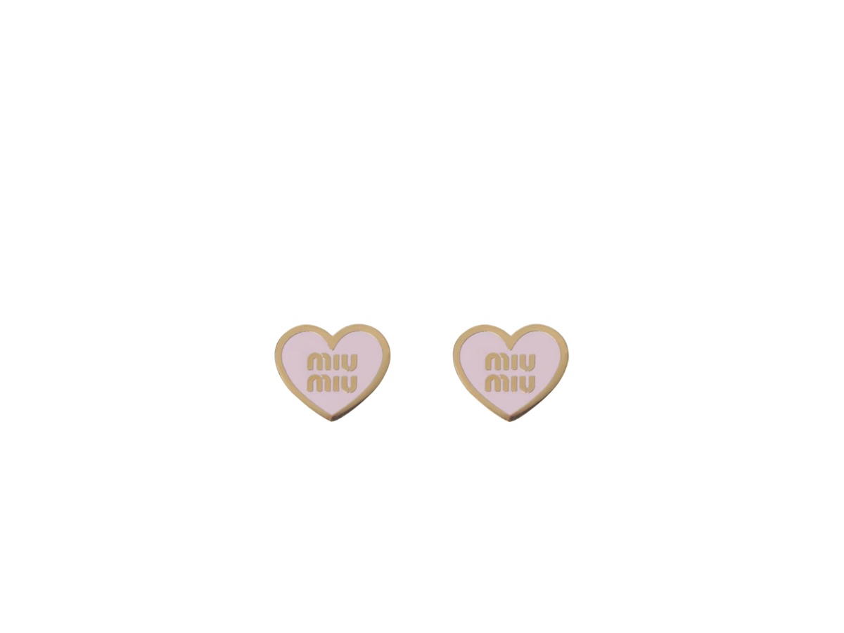 Miu Miu Miu Miu Logo Heart Earrings Pink