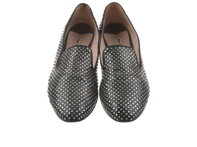 Miu Miu Miu Miu Patent Leather Printed Loafers Black (W) - view 3