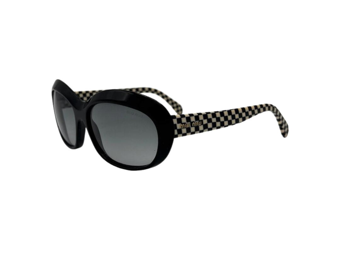 Miu Miu Miu Miu SMU03L Logo Oversized Sunglasses Oval Round Black White