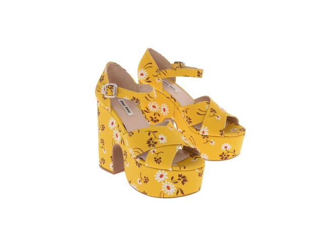 Miu Miu Miu Miu Floral Printed Platform Yellow (Women's) - view 2