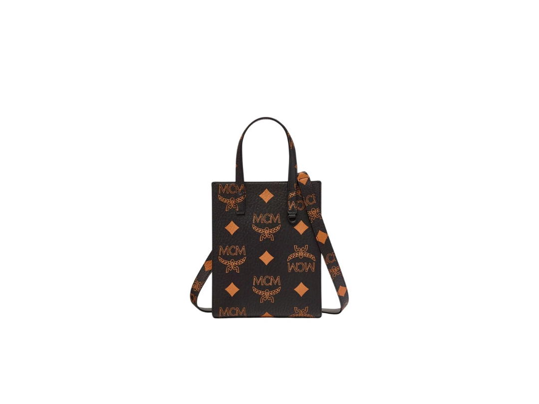 MCM MCM Mini Aren Tote Maxi Visetos Rectangular Tote Bag Black