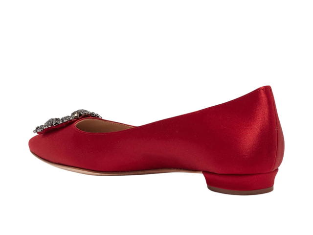 Manolo Blahnik Manolo Blahnik Hangisimu Flats In Satin Red (W) - view 3
