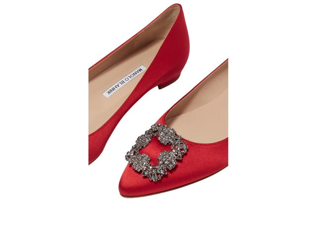 Manolo Blahnik Manolo Blahnik Hangisimu Flats In Satin Red (W) - view 4