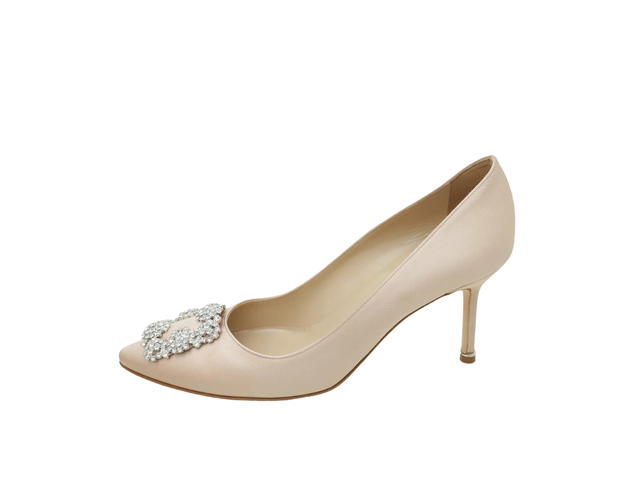 Manolo Blahnik Manolo Blahnik Bicolor Satin Hangisi Beige - view 2