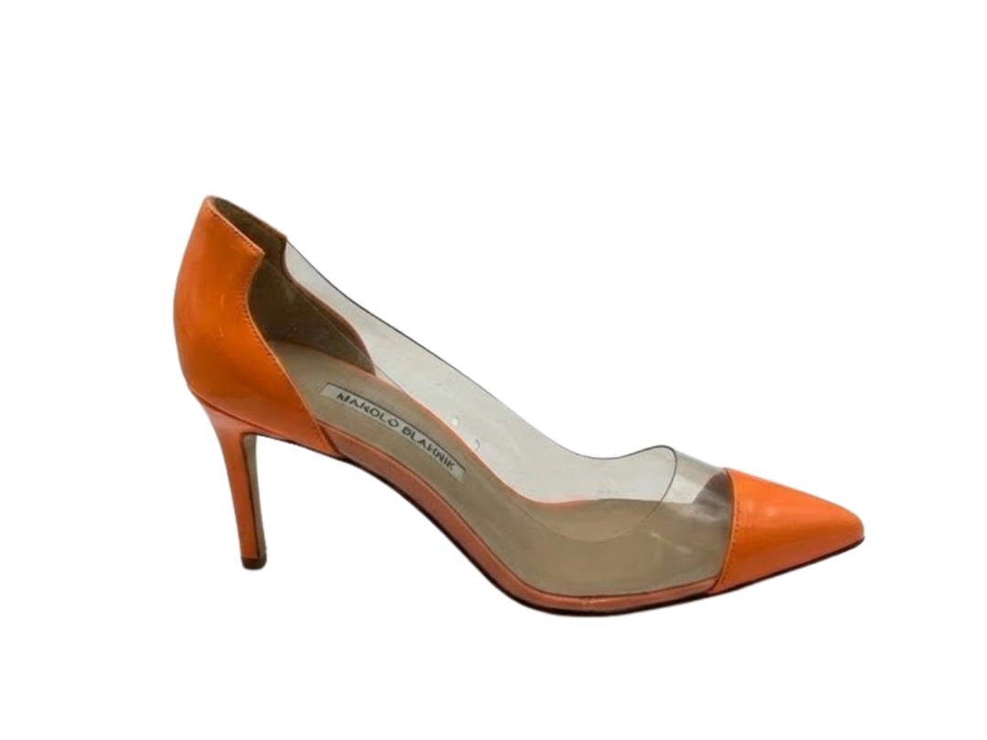 Manolo Blahnik Manolo Blahnik Pacha Patent Cap-Toe Pumps Orange (W)