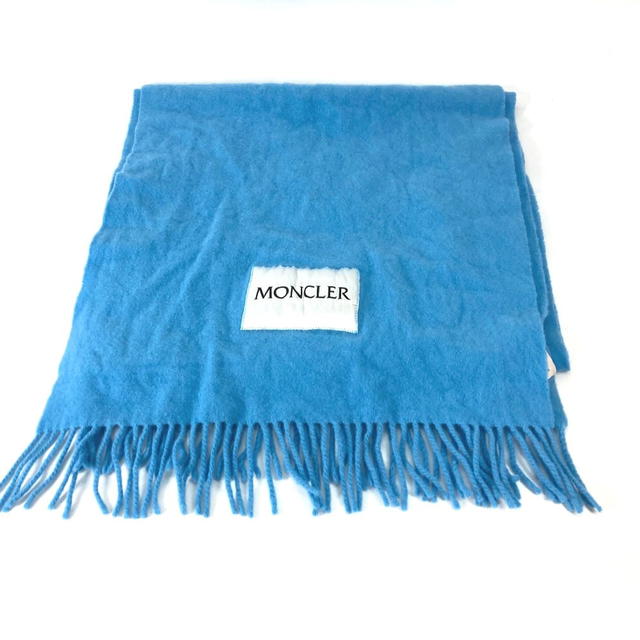 Moncler MONCLER down logo fringe Scarf wool blue - view 4