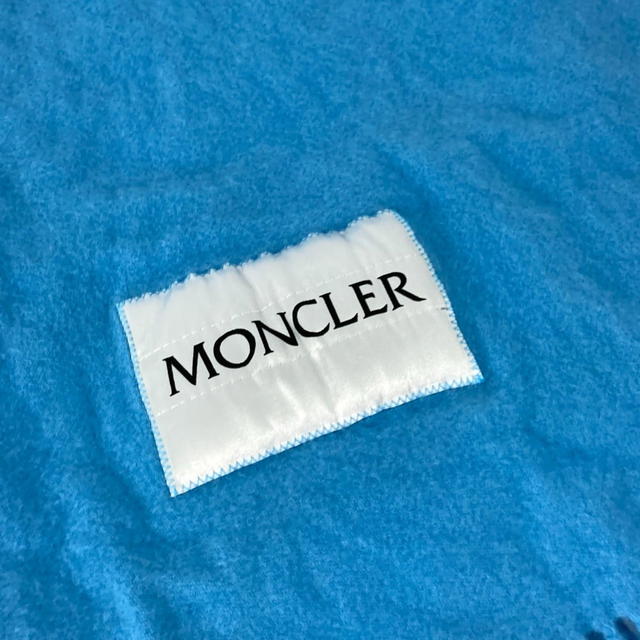 Moncler MONCLER down logo fringe Scarf wool blue - view 5