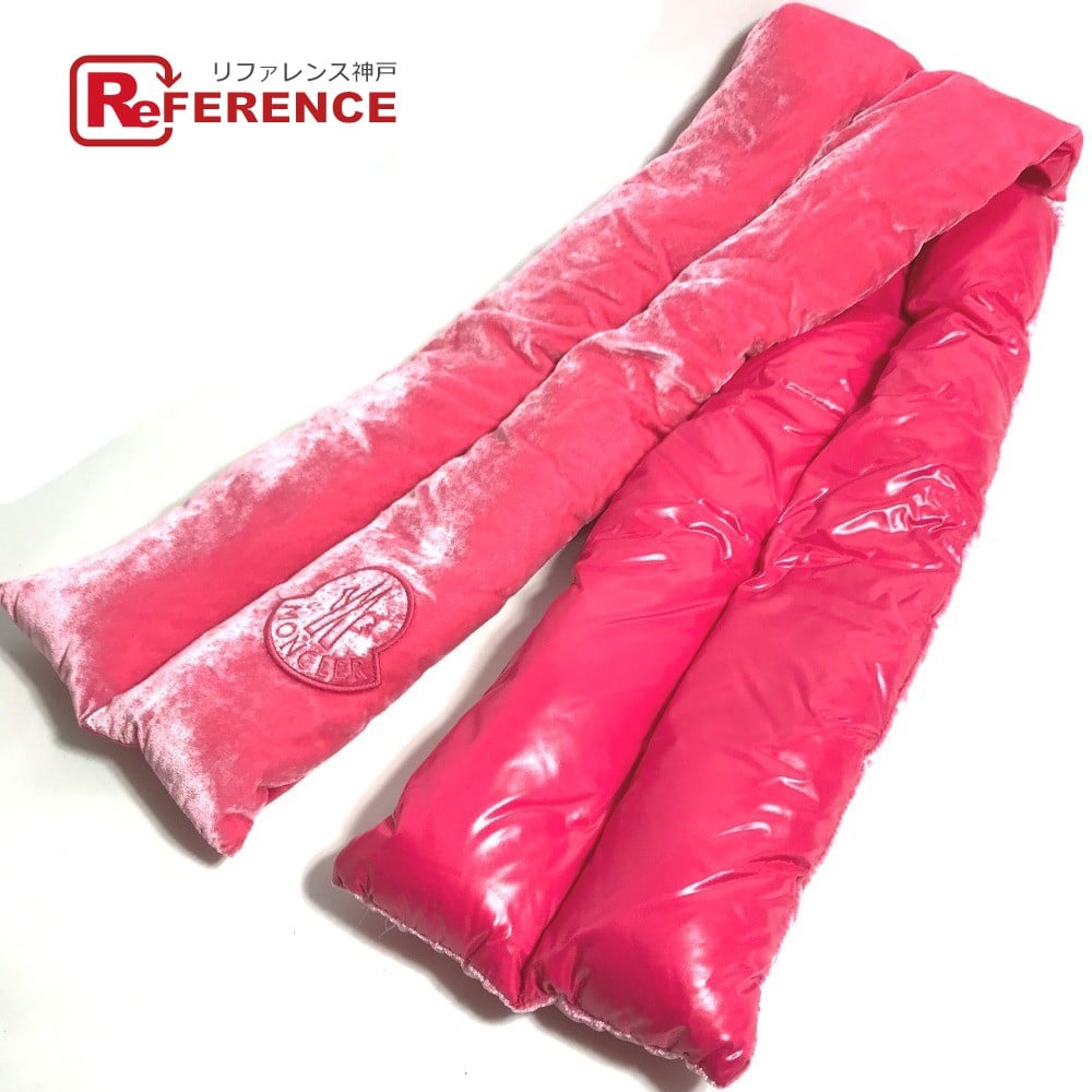 Moncler MONCLER Down velor logo  Scarf Rayon / silk pink Unused