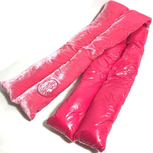Moncler MONCLER Down velor logo  Scarf Rayon / silk pink Unused - view 2
