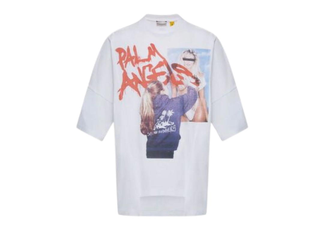 Moncler Moncler Genius X Palm Angels Graffiti Logo Print T-Shirt White