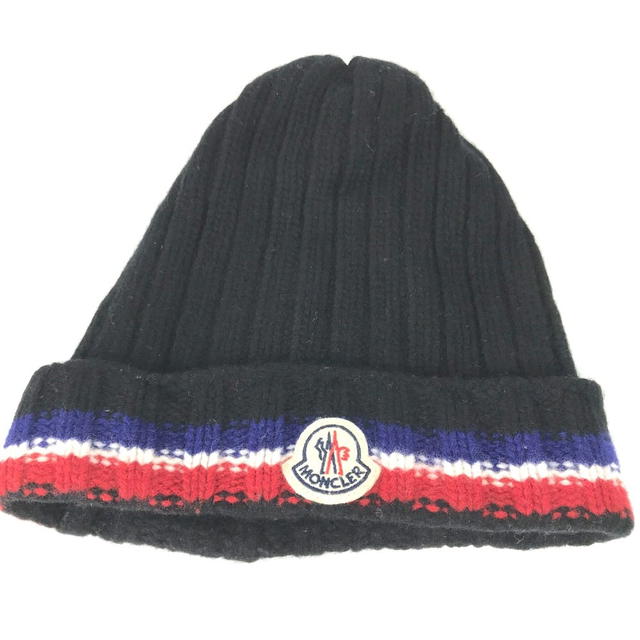 Moncler MONCLER logo beanie hat knit hat knit cap Knit hat wool Black - view 2
