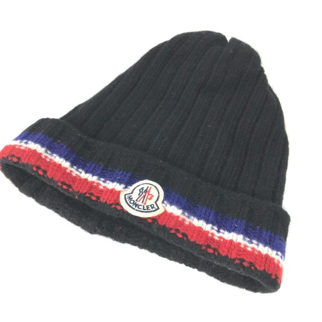 Moncler MONCLER logo beanie hat knit hat knit cap Knit hat wool Black - view 4