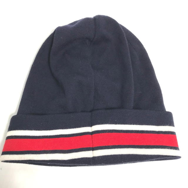 Moncler MONCLER logo beanie hat knit hat knit cap Knit hat wool Navy/Red - view 3