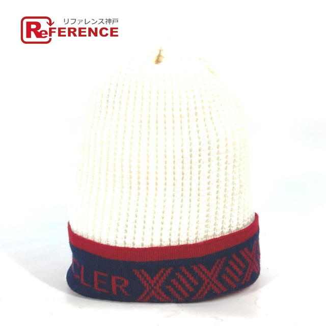 Moncler MONCLER logo beanie hat knit hat knit cap Knit hat wool White/Red x navy - view 1