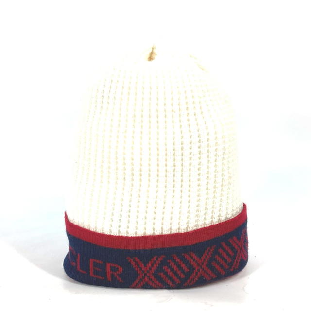 Moncler MONCLER logo beanie hat knit hat knit cap Knit hat wool White/Red x navy - view 2
