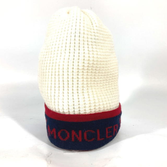 Moncler MONCLER logo beanie hat knit hat knit cap Knit hat wool White/Red x navy - view 4