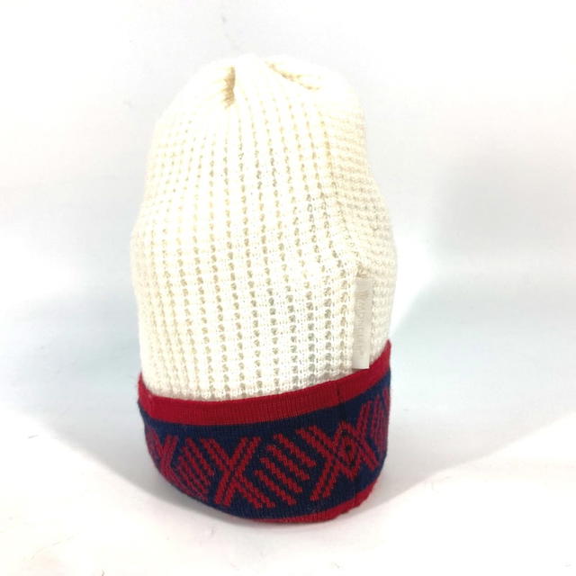 Moncler MONCLER logo beanie hat knit hat knit cap Knit hat wool White/Red x navy - view 5