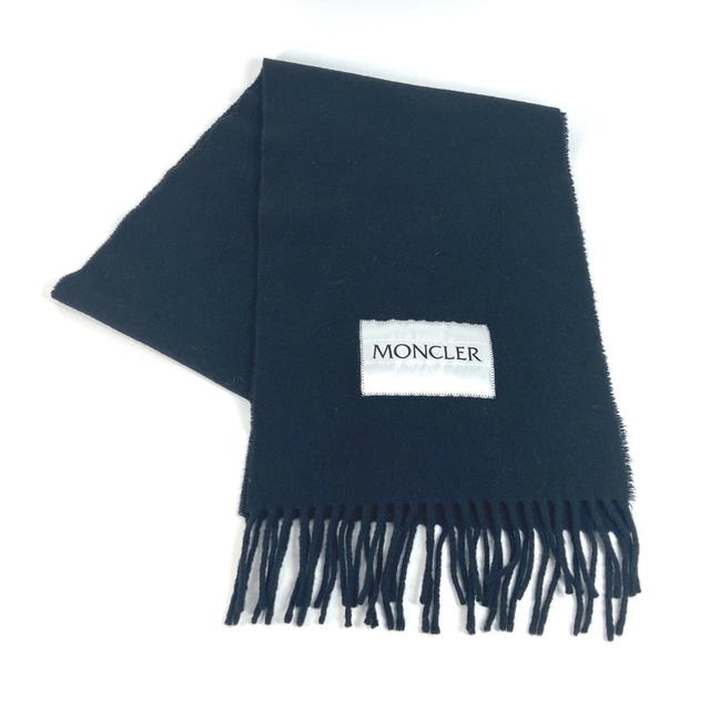 Moncler MONCLER logo fringe Scarf wool Black/White - view 2