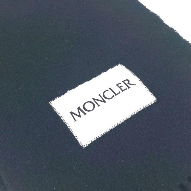 Moncler MONCLER logo fringe Scarf wool Black/White - view 4