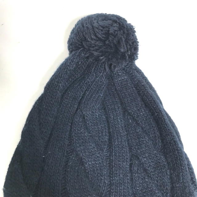 Moncler MONCLER pom pom logo beanie hat knit hat knit cap Knit hat wool / acetate Navy - view 3