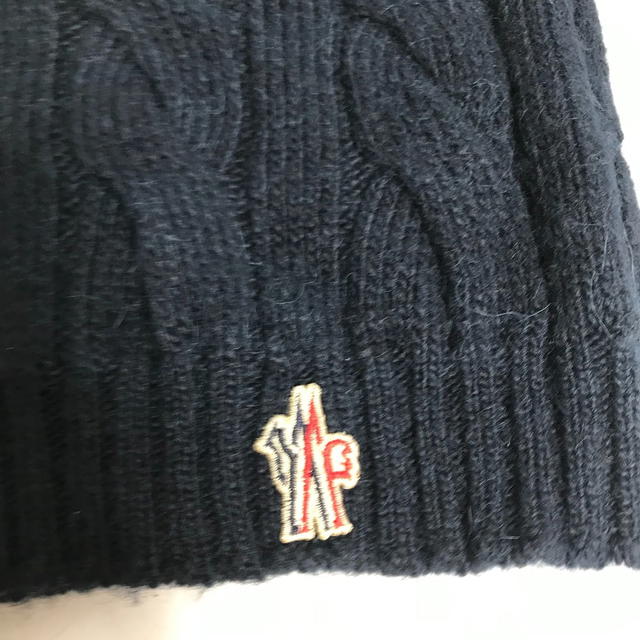 Moncler MONCLER pom pom logo beanie hat knit hat knit cap Knit hat wool / acetate Navy - view 4