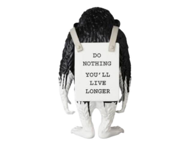 Banksy Monkey Sign - Do Nothing You’ll Live Longer (Black) - view 2