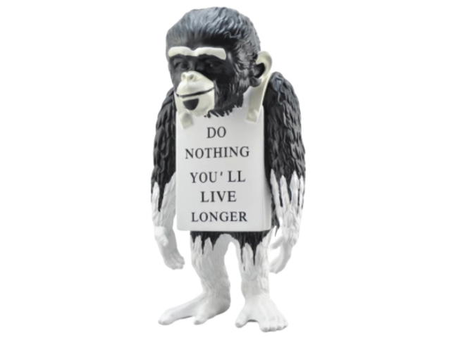 Banksy Monkey Sign - Do Nothing You’ll Live Longer (Black) - view 3