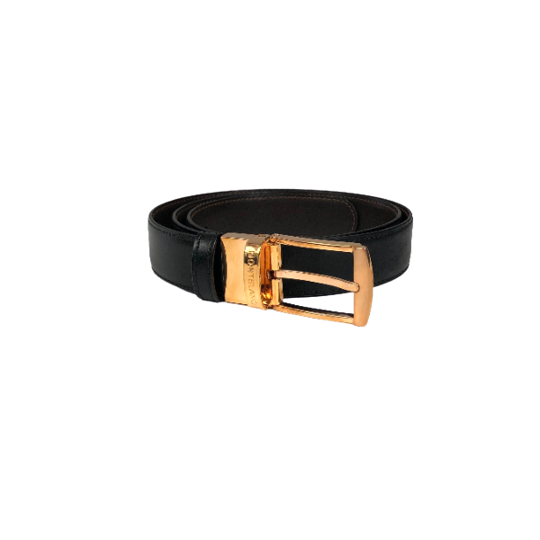 Montblanc Montblanc Reversible Black Brown Gold Buckle Leather Belt