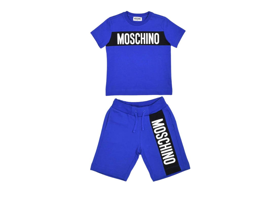 Moschino Moschino Kids Logo Print T-Shirt and Shorts Blue (Set)