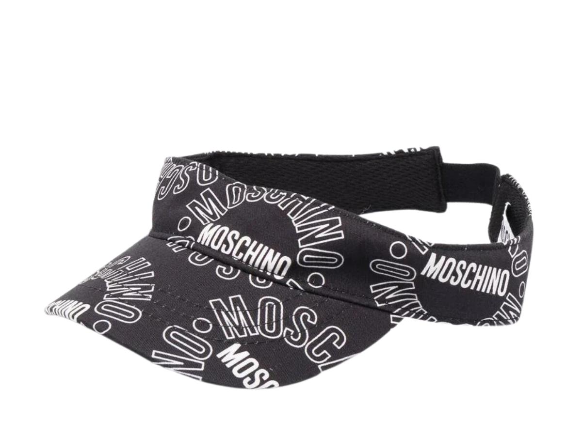 Moschino Moschino Visor Hat In Logo Printed Cotton Black