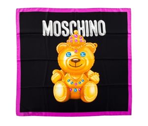 Buy Moschino Women Silk Neckerchief Crowned Teddy Printed Foulard Scarf Black at Sasom – Authentic and Ready to Ship