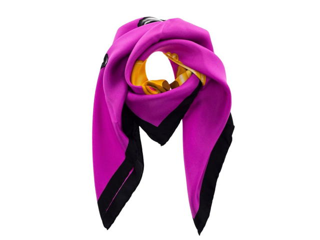 Moschino Moschino Women Silk Neckerchief Crowned Teddy Printed Foulard Scarf Fuchsia - view 2
