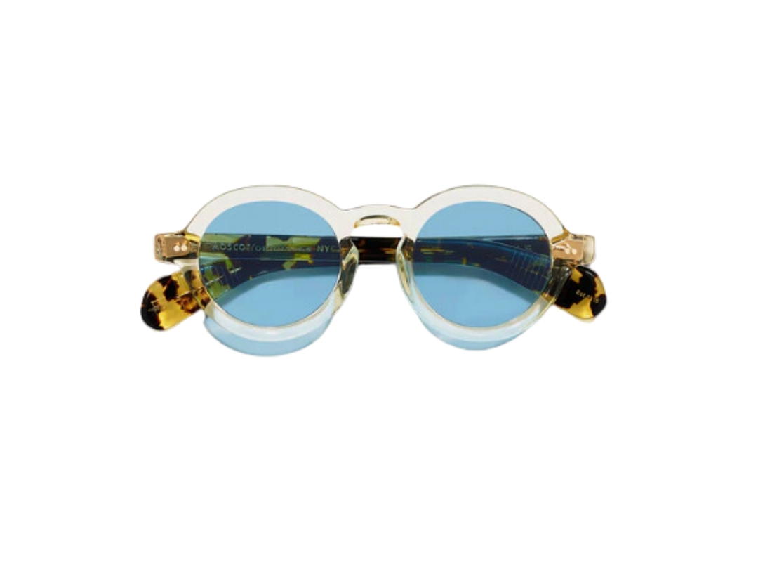 Moscot Moscot Foygel Sun 46 MM In Citron-Tortoise Acetate Frame With Celebrity Blue Lenses