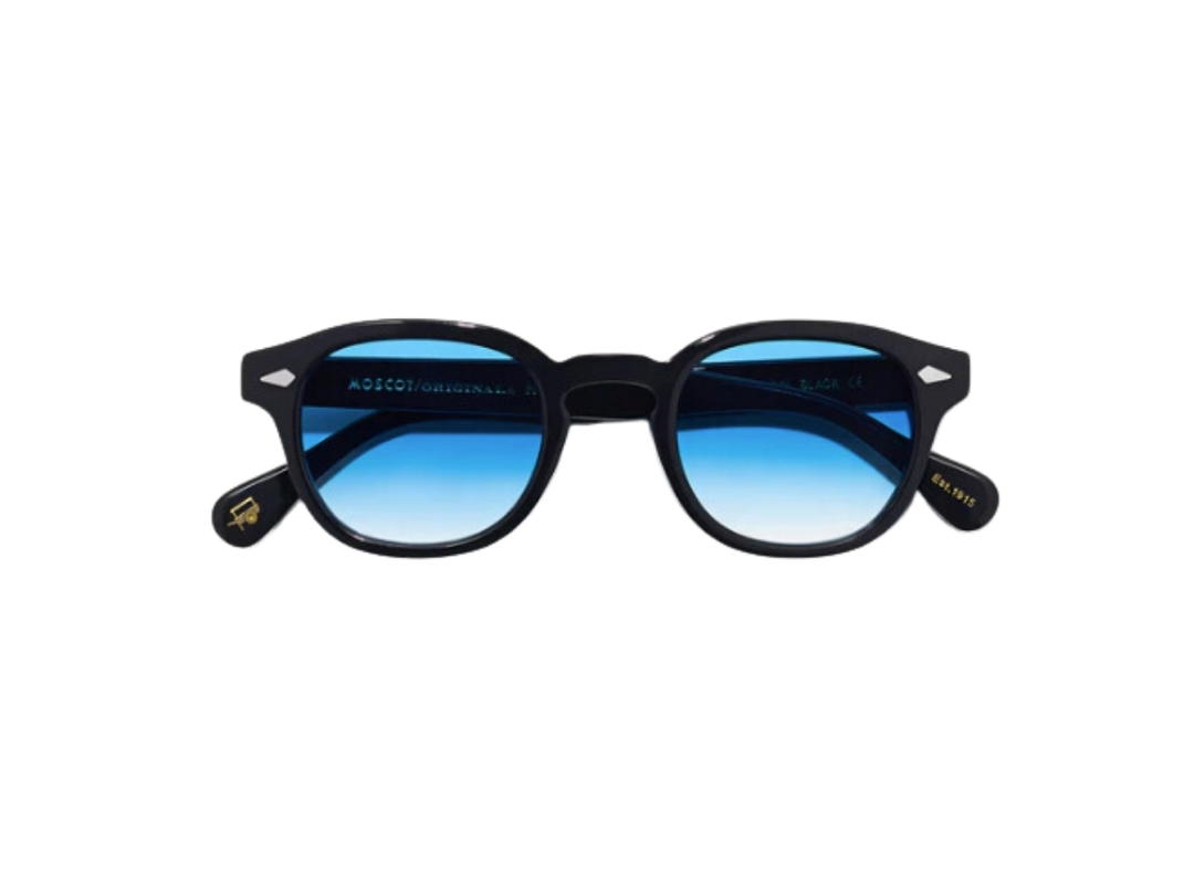 Moscot Moscot Lemtosh Black With Custom Made Tints 49 MM In Black Acetate Frame With Broadway Blue Fade Lenses