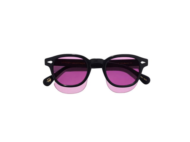 Moscot Moscot Lemtosh Black With Custom Made Tints 49 MM In Black Frame-diamond Rivets With Purple Nurple Lenses - view 1