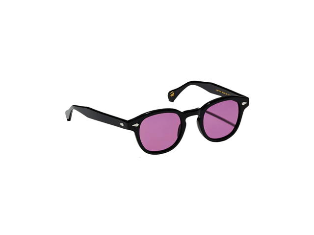 Moscot Moscot Lemtosh Black With Custom Made Tints 49 MM In Black Frame-diamond Rivets With Purple Nurple Lenses - view 2