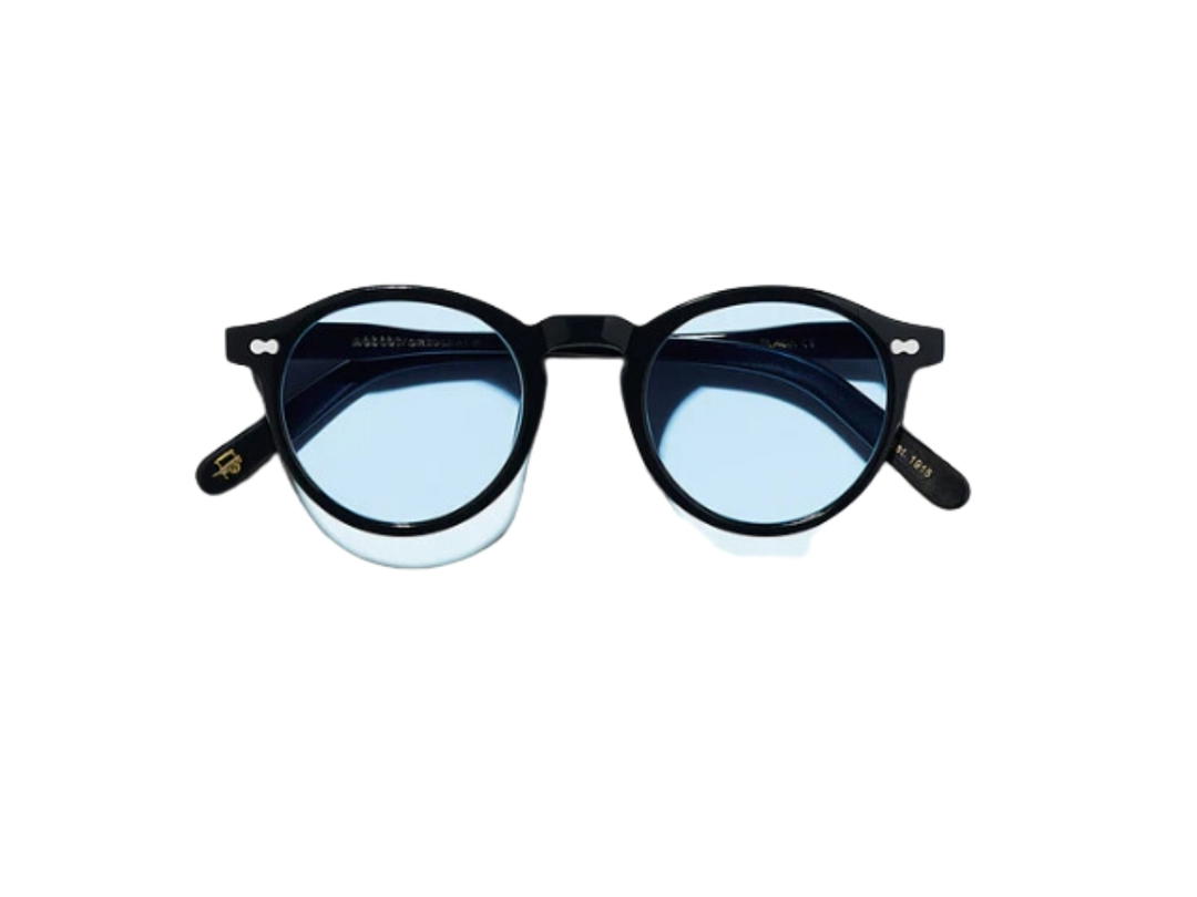 Moscot Moscot Miltzen Black With Custom Made Tints 46 MM In Black Acetate Frame-Two Dots With Bel Air Blue Lenses