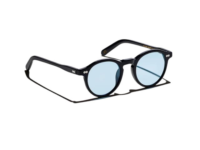 Moscot Moscot Miltzen Black With Custom Made Tints 46 MM In Black Acetate Frame-Two Dots With Bel Air Blue Lenses - view 2