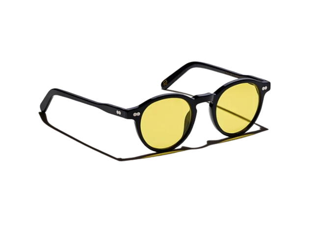 Moscot Moscot Miltzen Black With Custom Made Tints 46 MM In Black Acetate Frame-Two Dots With Mellow Yellow Lenses - view 2