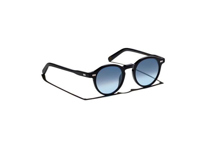 Moscot Moscot Miltzen Black With Custom Made Tints 49 MM In Black Frame-Two Dot Rivete With Denim Blue  Lenses - view 2